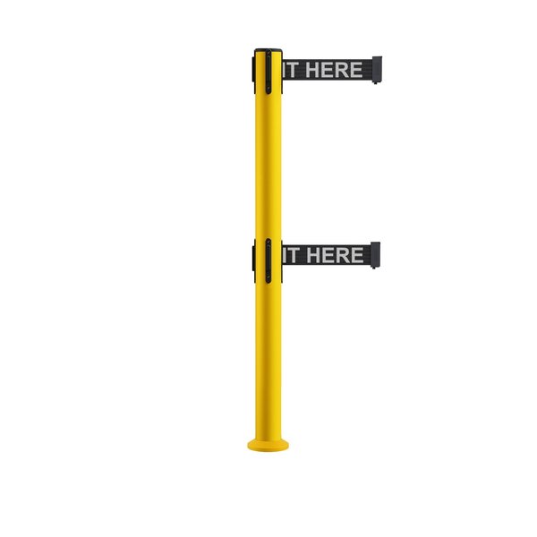 Montour Line Stanchion Dual Belt Barrier Fixed Base Yellow Post 11ft.Wait..Belt MSX630DF-YW-PLEAWBW-110